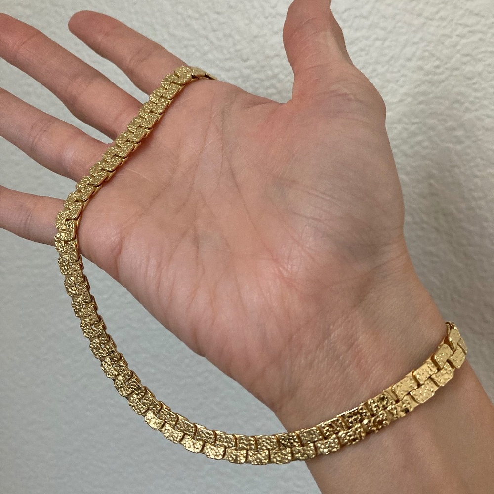 New Vanessa Mooney Gold nugget chain necklace statement chunky nugget chain